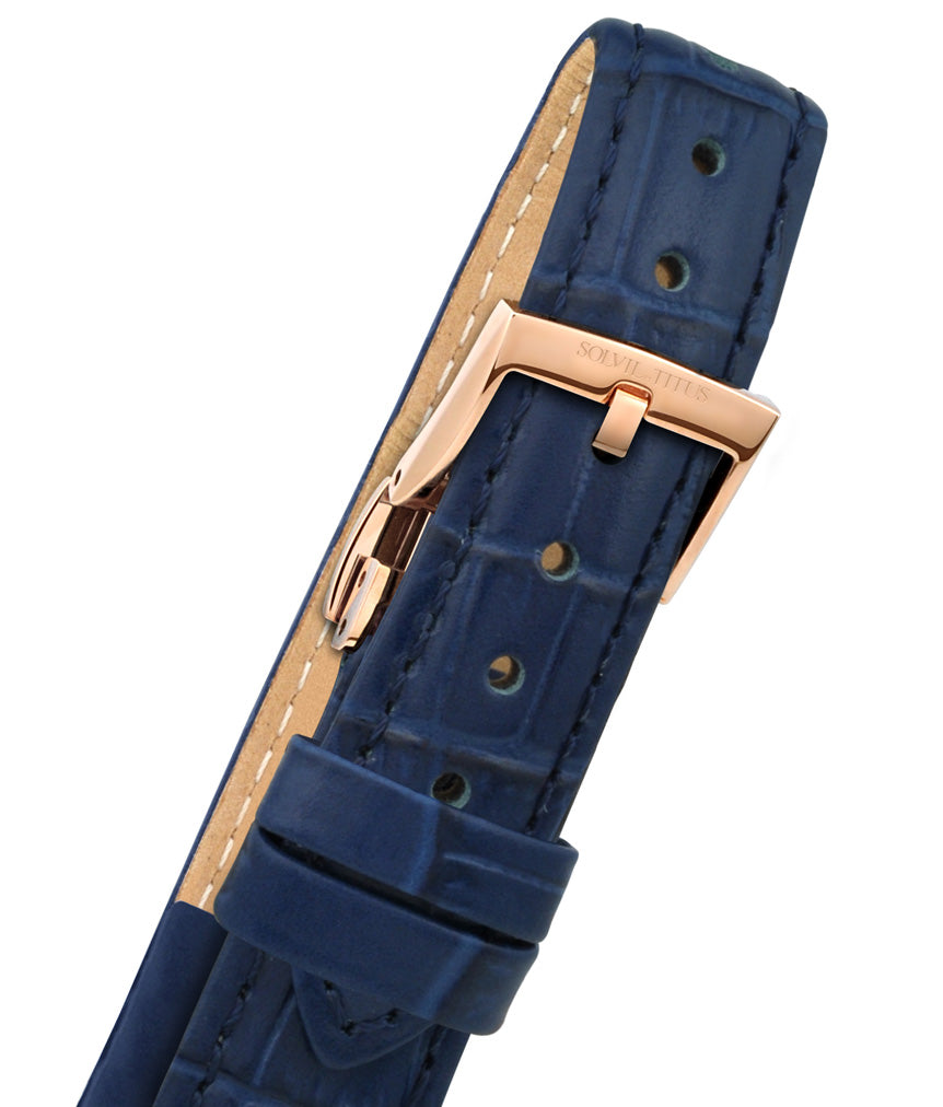 Exquisite三針日期顯示自動機械皮革腕錶 W06-03230-008
