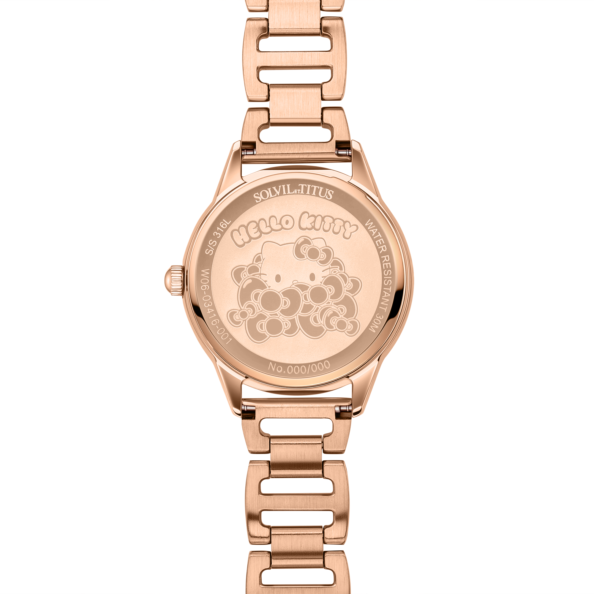 Solvil et Titus Hello Kitty 限量版三針石英不鏽鋼腕錶 W06-03416-001