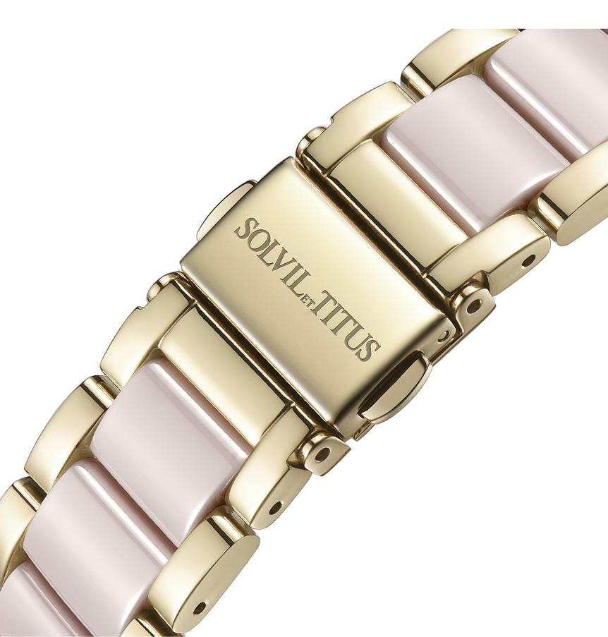 Perse多功能石英不鏽鋼配陶瓷腕錶 W06-02108-010