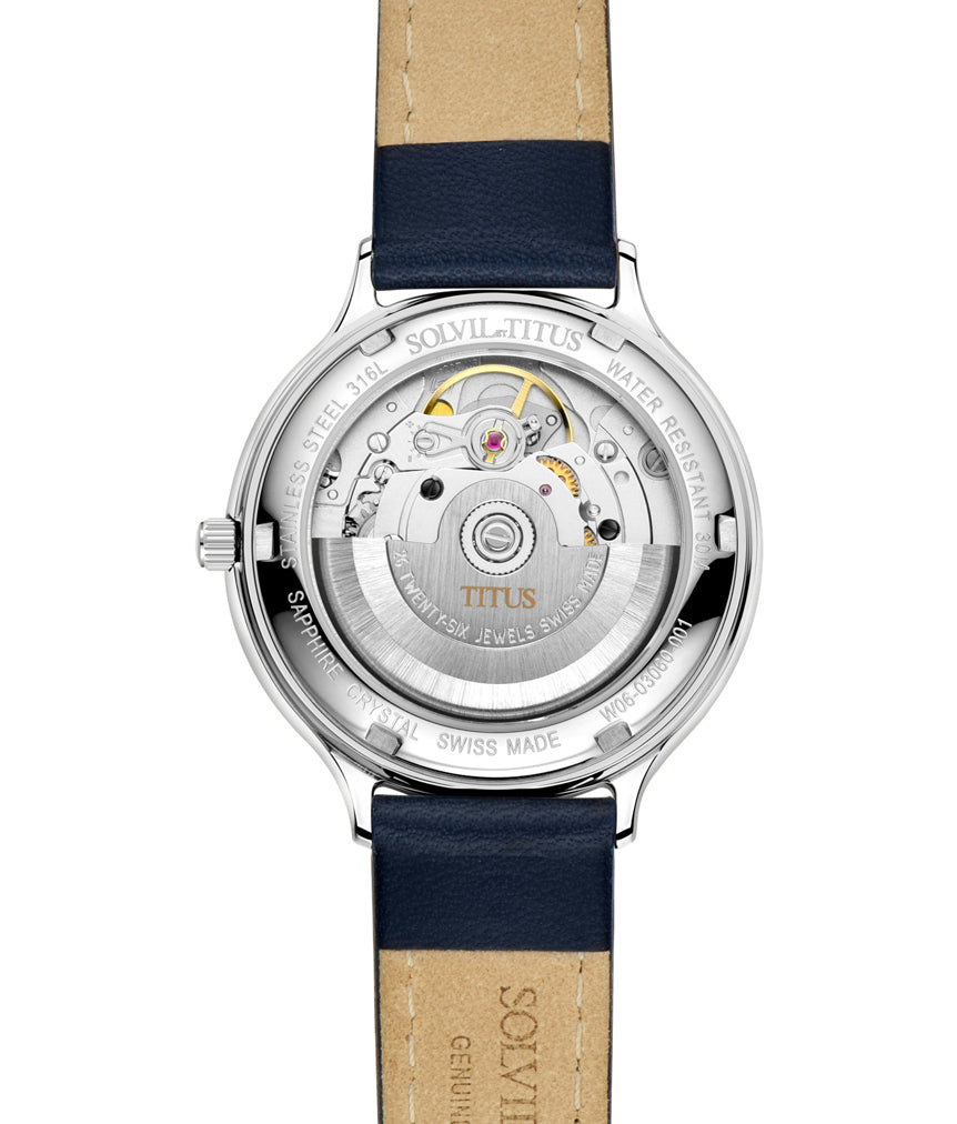 Sonvilier三針日期顯示自動機械皮革腕錶 W06-03060-001