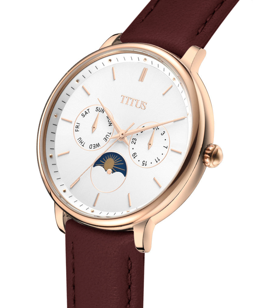 Fashionista多功能晝夜顯示石英皮革腕錶 W06-03071-012