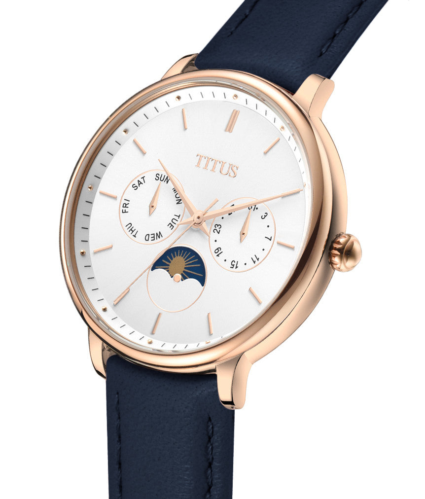 Fashionista多功能晝夜顯示石英皮革腕錶 W06-03071-013