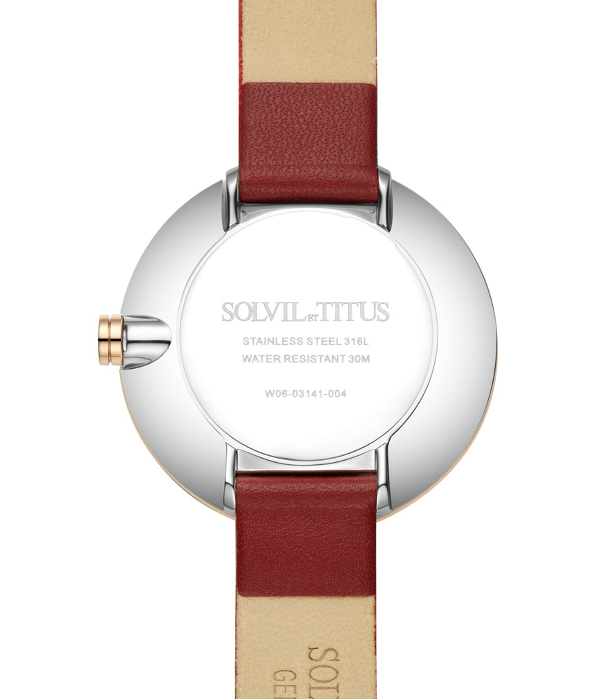 Interlude三針石英皮革腕錶 W06-03141-004