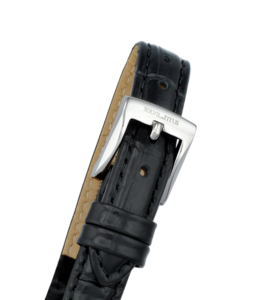 Classicist三針日期顯示石英皮革腕錶 W06-03253-001