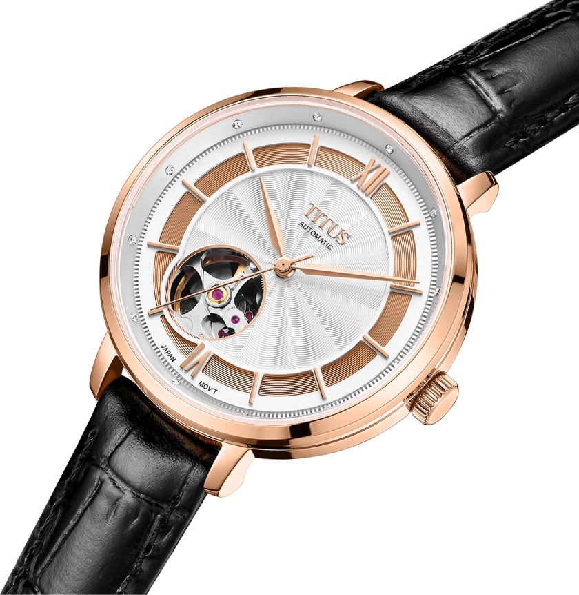 Enlight三針自動機械皮革腕錶 W06-03278-004