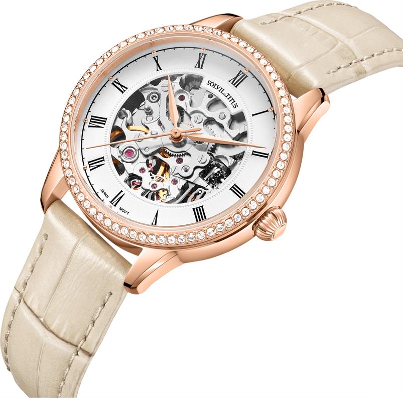 Classic三針鏤空自動機械皮革腕錶 W06-03311-006