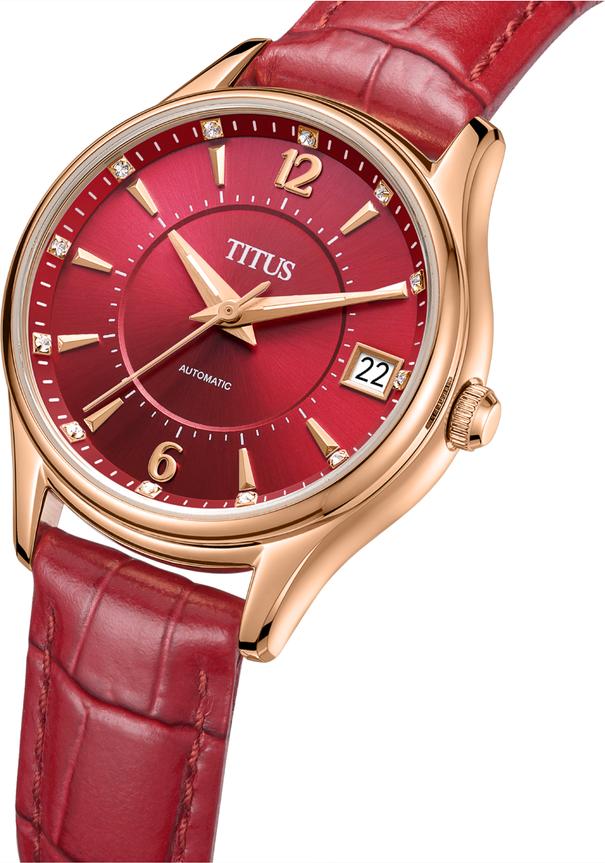 Exquisite三針日期顯示自動機械皮革腕錶 W06-03275-003