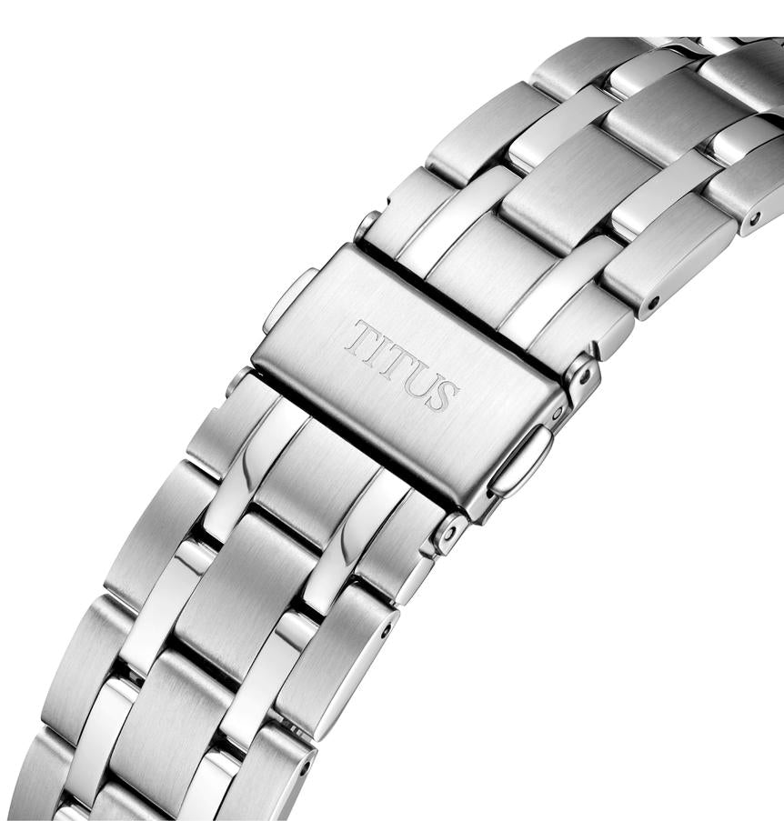 Exquisite三針日期顯示自動機械不鏽鋼腕錶 W06-03272-003