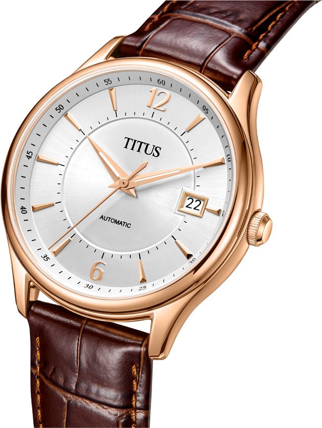 Exquisite三針日期顯示自動機械皮革腕錶 W06-03273-003