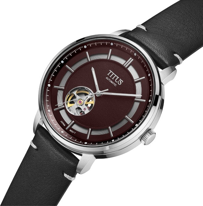 Exquisite 三針自動機械皮革腕錶 W06-03277-005