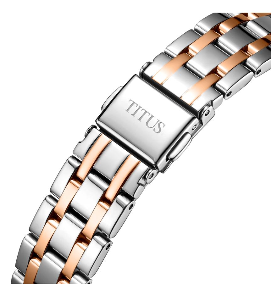 Exquisite三針日期顯示自動機械不鏽鋼腕錶 W06-03274-002