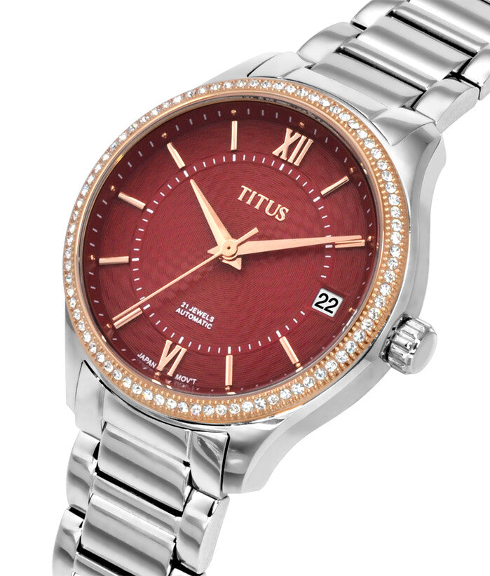 Silverlight三針日期顯示自動機械不鏽鋼腕錶 W06-03230-004