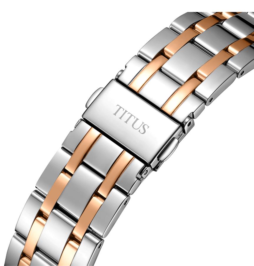 Exquisite三針日期顯示自動機械不鏽鋼腕錶 W06-03272-004