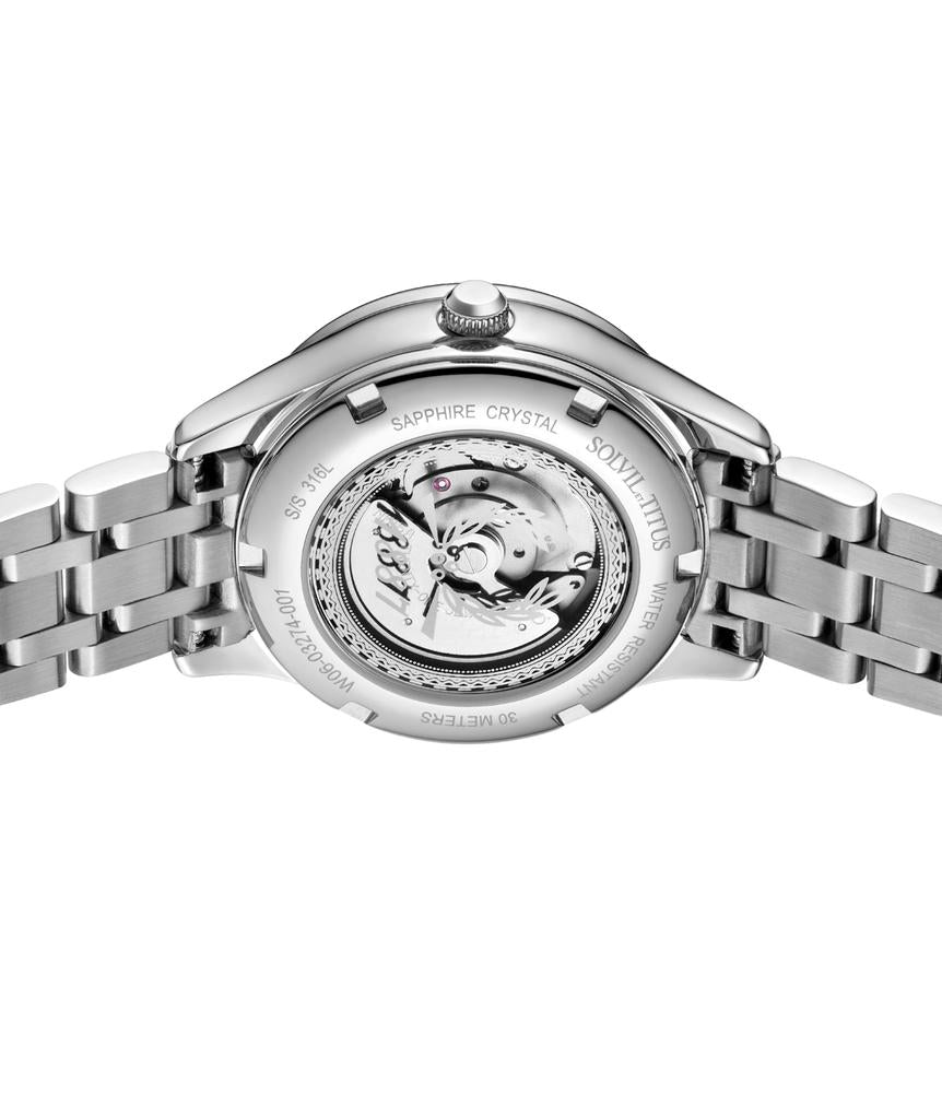 Exquisite三針日期顯示自動機械不鏽鋼腕錶 W06-03274-001