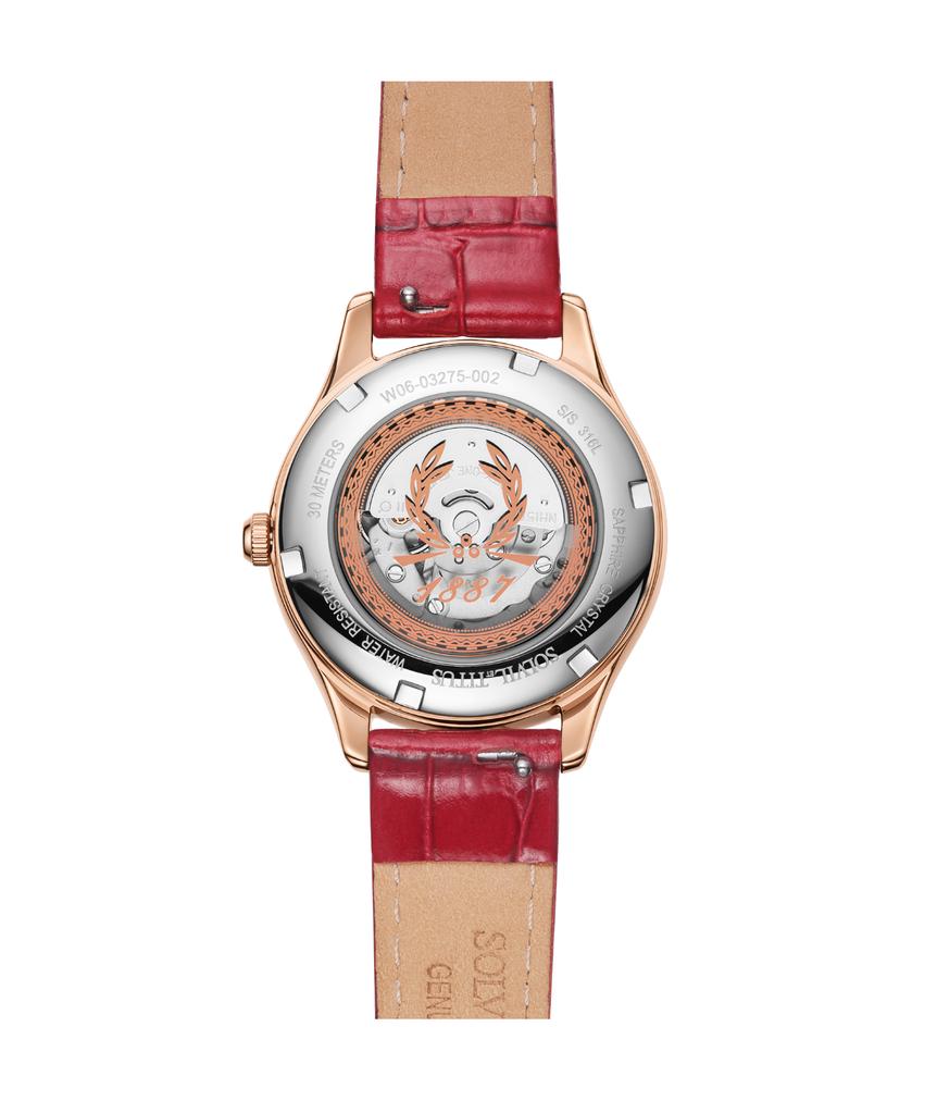 Exquisite三針日期顯示自動機械皮革腕錶 W06-03275-002