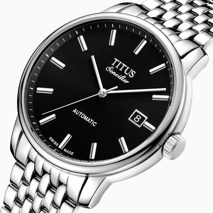 Sonvilier瑞士製三針日期顯示自動機械不鏽鋼腕錶 W06-02941-001