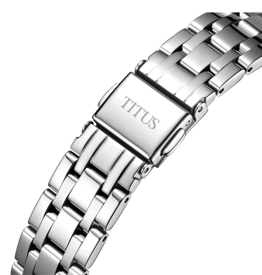 Exquisite三針日期顯示自動機械不鏽鋼腕錶 W06-03274-001