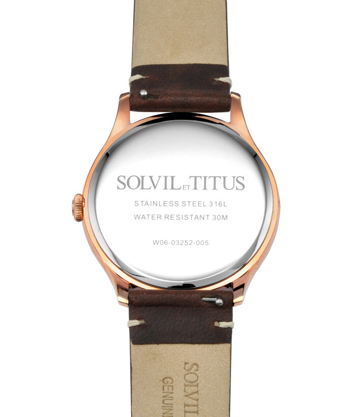 Classicist三針日期顯示石英皮革腕錶 W06-03252-005