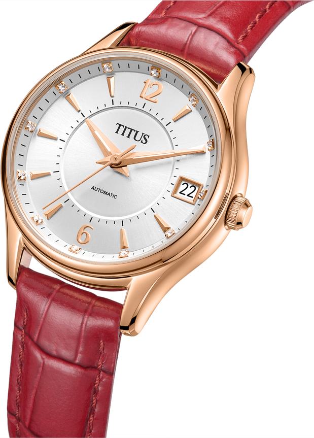 Exquisite三針日期顯示自動機械皮革腕錶 W06-03275-002