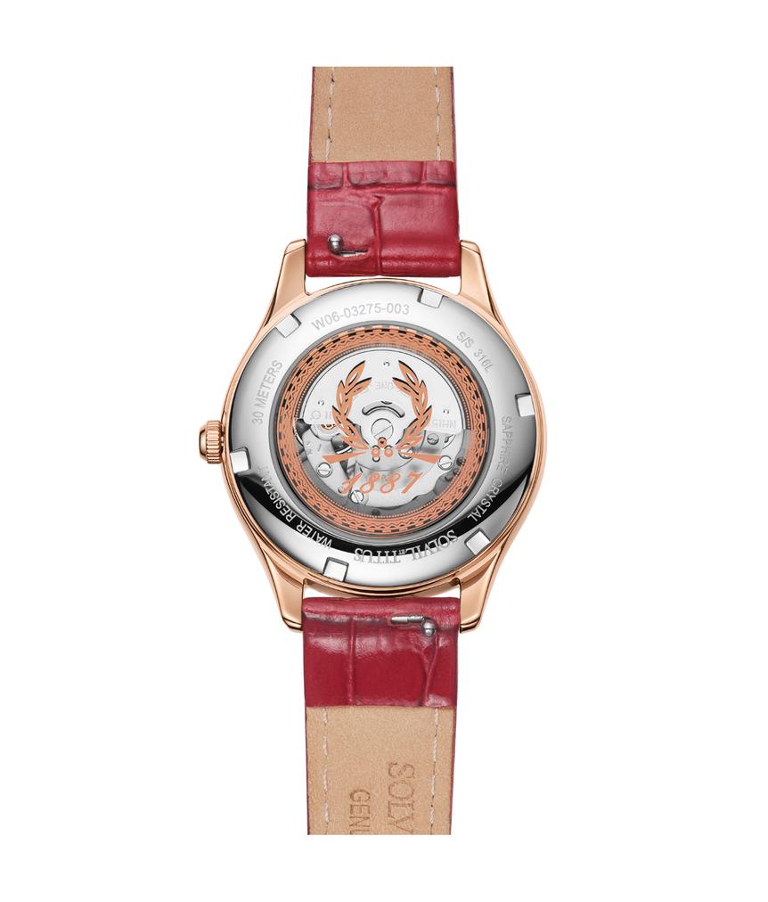 Exquisite三針日期顯示自動機械皮革腕錶 W06-03275-003