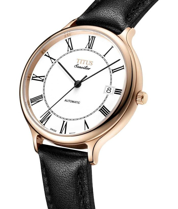 Sonvilier三針日期顯示瑞士製自動機械皮革腕錶 W06-03060-002