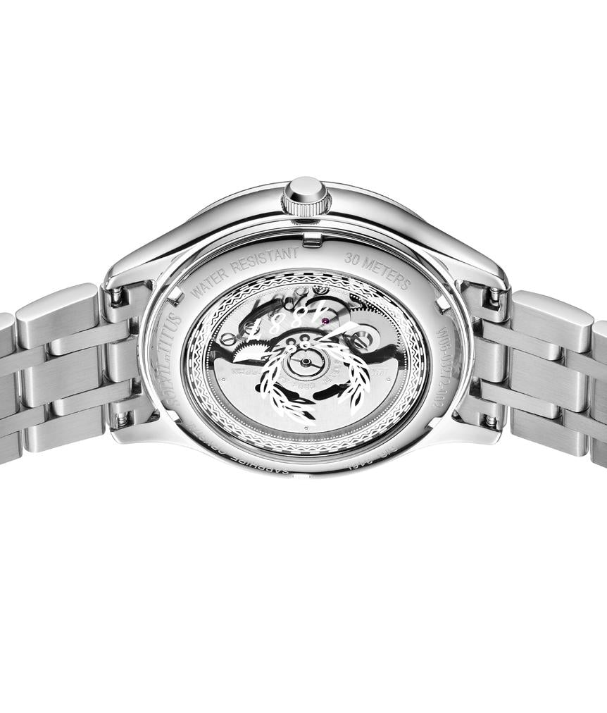 Exquisite三針日期顯示自動機械不鏽鋼腕錶 W06-03272-002