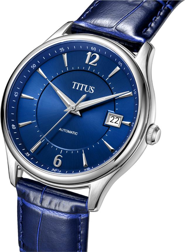 Exquisite三針日期顯示自動機械皮革腕錶 W06-03273-001