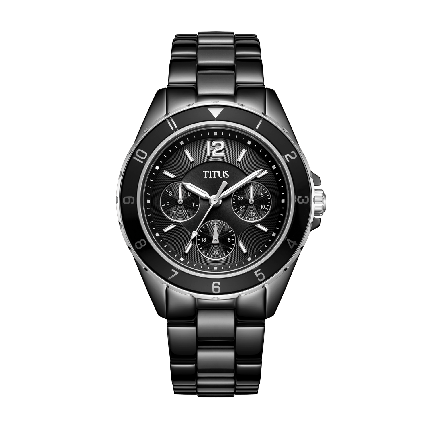 Perse多功能石英不鏽鋼配陶瓷腕錶 W06-03248-008