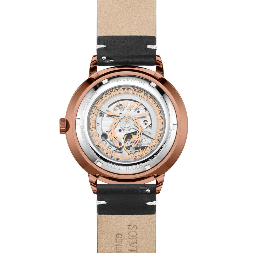 Enlight三針鏤空自動機械皮革腕錶 W06-03277-011