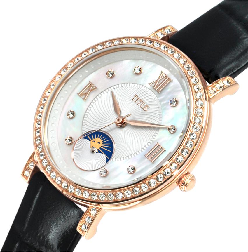 Chandelier三針晝夜顯示石英皮革腕錶  W06-03261-003