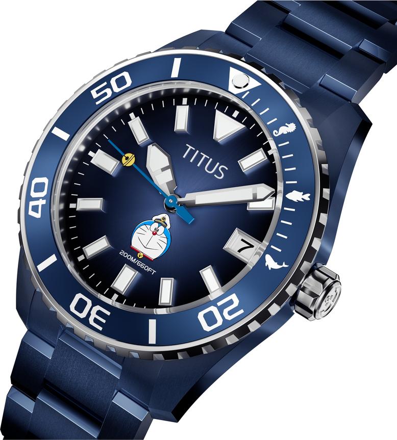 Solvil et Titus Doraemon限量版三針日期顯示自動機械不鏽鋼腕錶 W06-03433-002